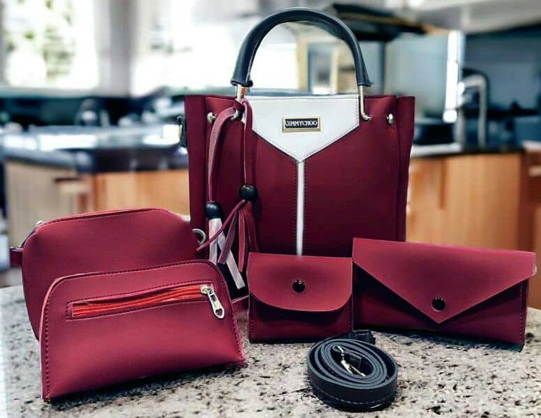 5pcs women's leather plain handbag set 1