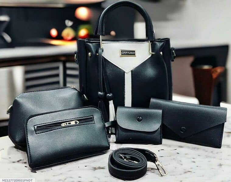 5pcs women's leather plain handbag set 2