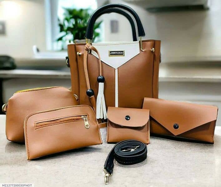 5pcs women's leather plain handbag set 3