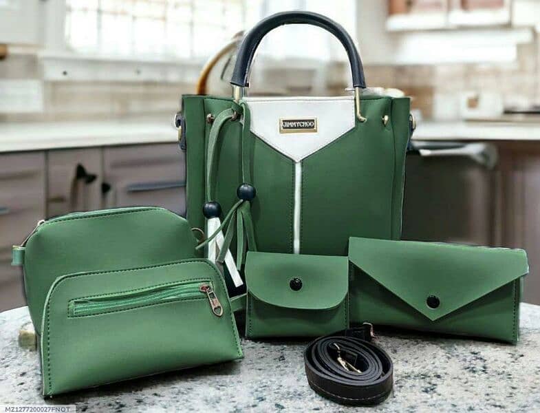 5pcs women's leather plain handbag set 6