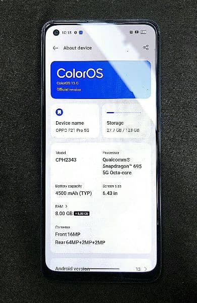 OPPO F21 PRO 5G 8+8/128 GB WATERPACK AND BOX 8