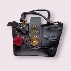 Woman's Faux Leather Textured Handbag