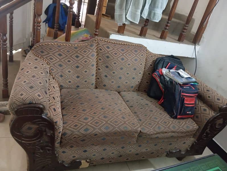 pure wooden sofa in brown colour 6 seater 1