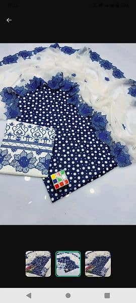 3 PCs women unstitched cotton lawn clothes 1