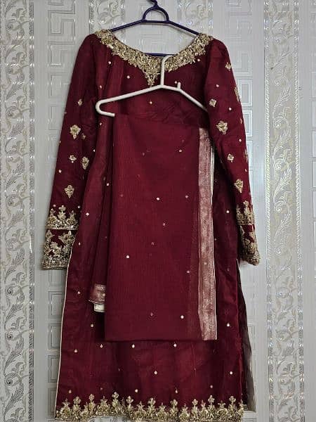 handmade work net shalwar qameez dress 2