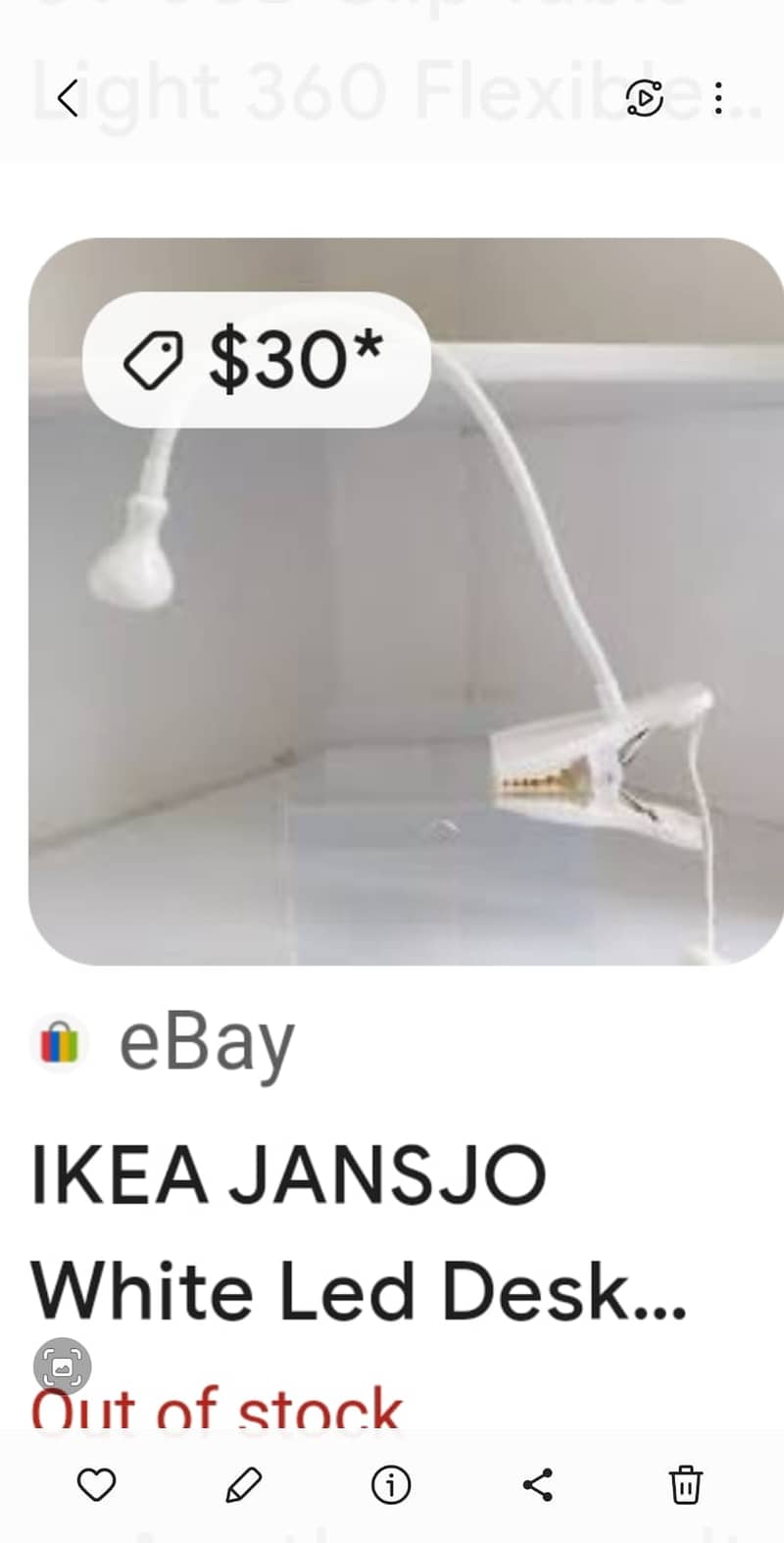 Ikea Jansjo white color LED Clamp light brand new with box 1