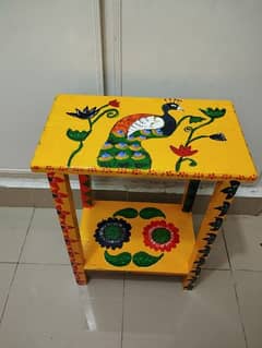 hand painted wooden stool