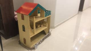 Wooden Doll House with Furniture