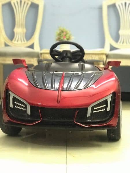 Kids Electric Toy Car - Red with Steering Wheel 6