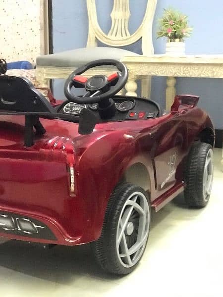 Kids Electric Toy Car - Red with Steering Wheel 7