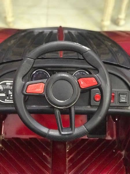 Kids Electric Toy Car - Red with Steering Wheel 8