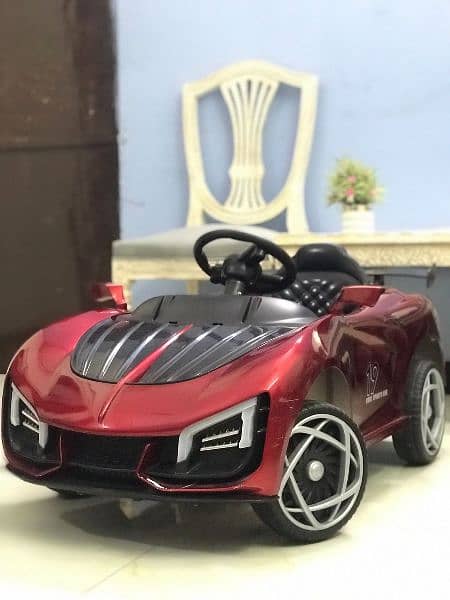 Kids Electric Toy Car - Red with Steering Wheel 9