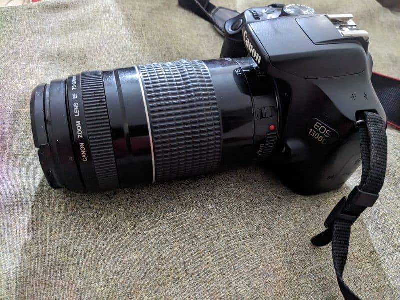 Canon 1300d with 2 lenses 50mm prime and zoom lens 75-300mm 13