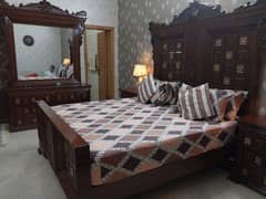 pure wooden chonhoti bed set with full size dressing table