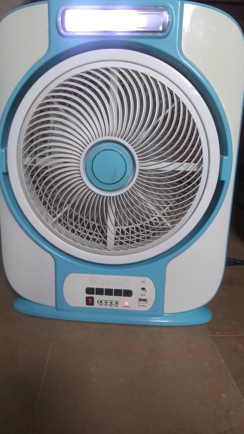 Geepas rechargeble fan with LED light. 5