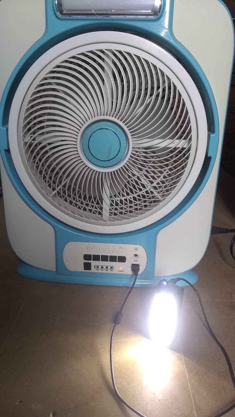 Geepas rechargeble fan with LED light. 10