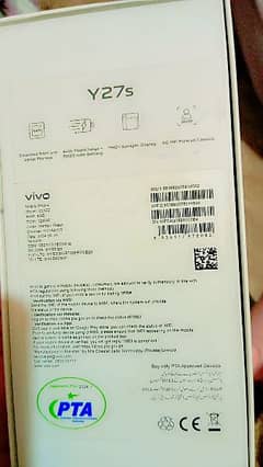 vivo y27s 8+8gb ram 228gb rom 9 month warranty  complete box