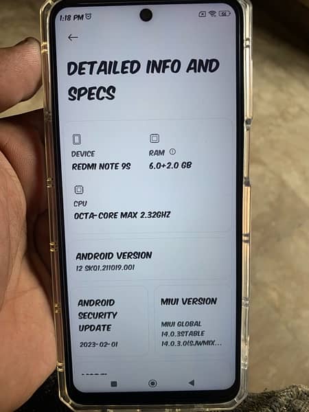 redmi Note 9s 6gb 128 gb 10/9 condition. 8