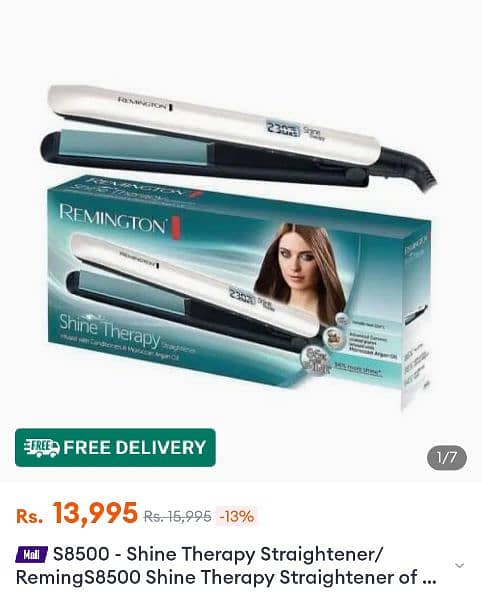 original Remington Shine therapy hair straightener model s8500 3