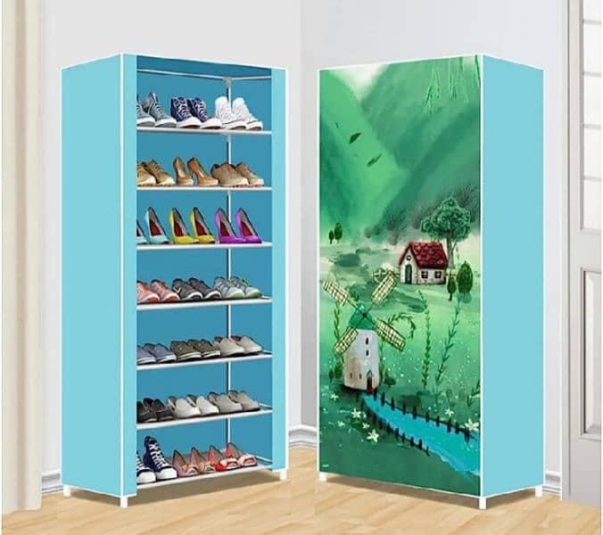 7 layer printed cover shoe rack 0