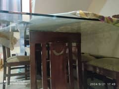 Dining Table Glass top with 6 chairs