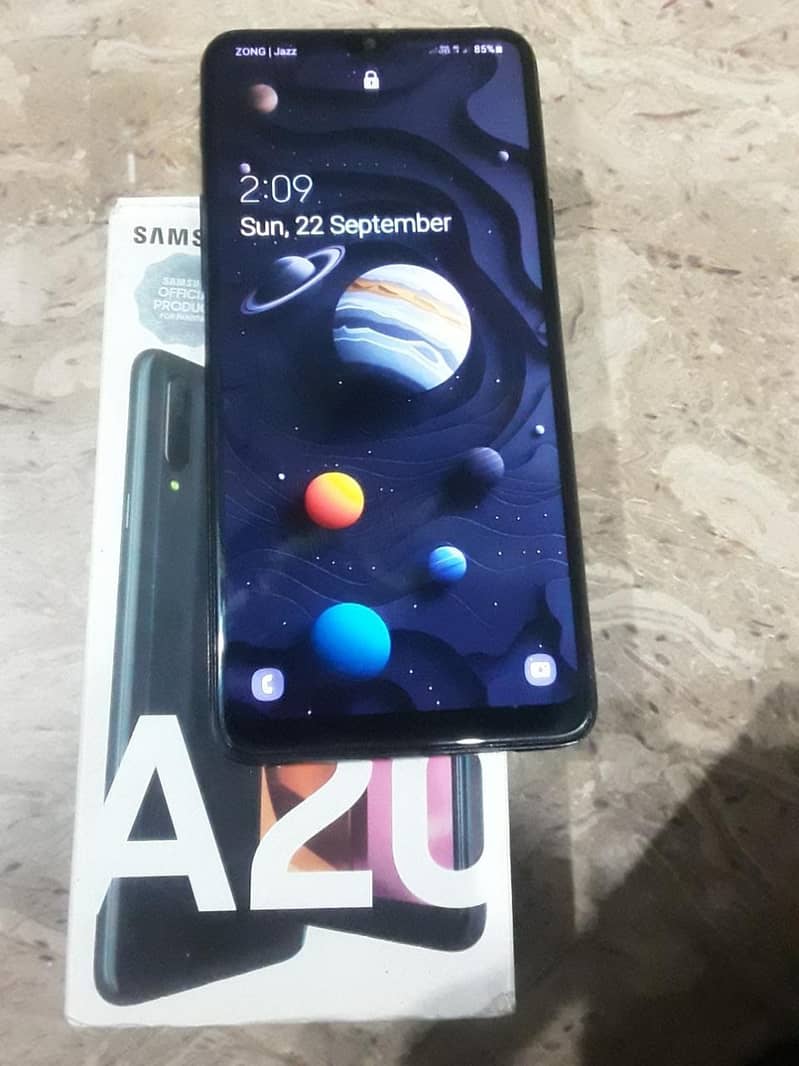 Samsung A20s with box charger 7