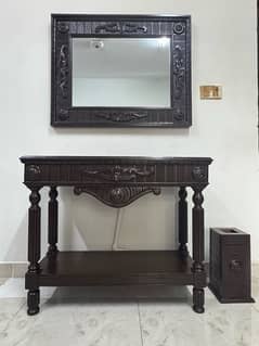 Console Table with Mirror & Flower Vase 0