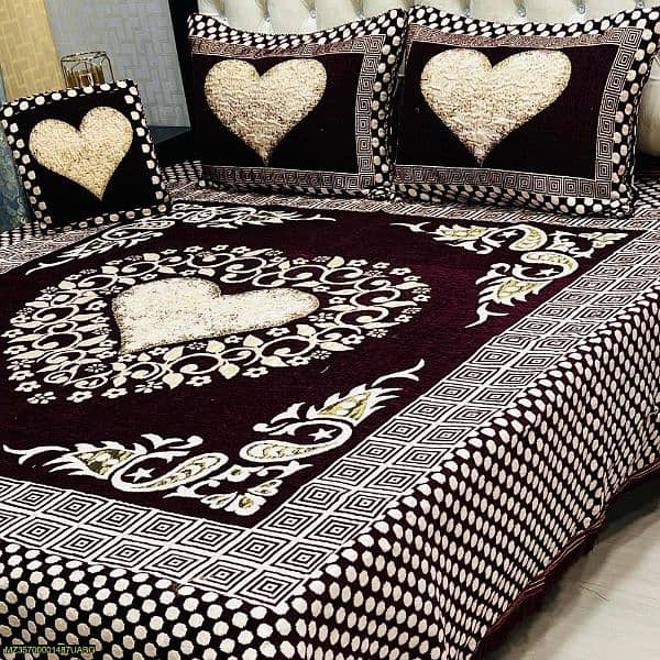 4 PC's Velvet Jacquard embossed double bedsheet 0