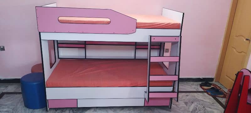 Kids bunk bed , Car bed with study table and mattress 1