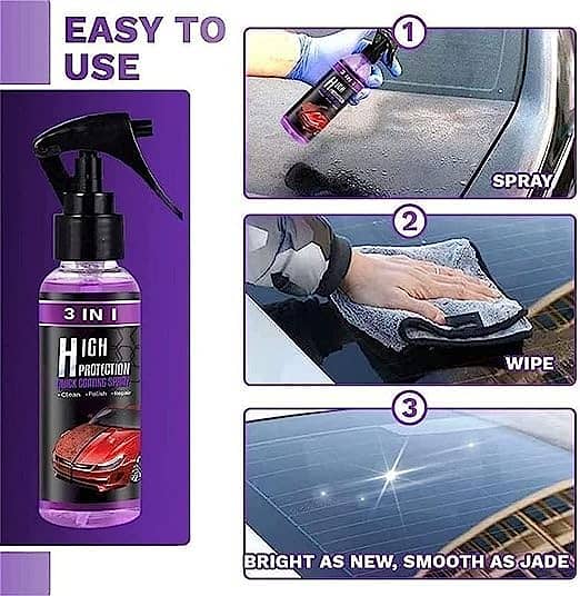 3 In 1 High Protection Quick Car Coating Spray, | 100 Ml FREE DELIVERY 0