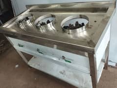 Three burner Chinese stove stainless steel 0