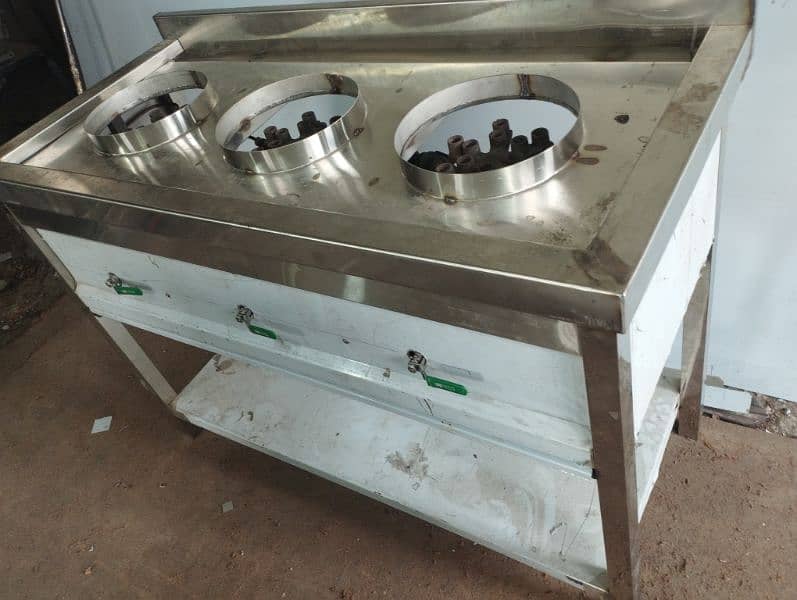 Three burner Chinese stove stainless steel 1