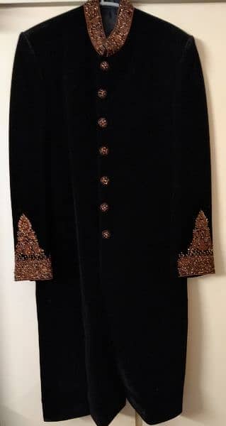 black velvet sherwani with turbun 0