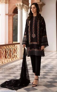 3 Pcs Women's Unstitched Linen Embroidered Suit