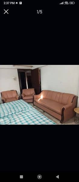 5 seater Sofa set wooden frame Good condition 2