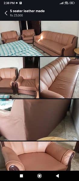 5 seater Sofa set wooden frame Good condition 4