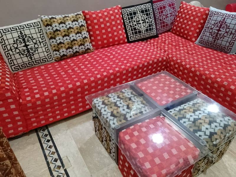 L Shaped sofa with center table 10