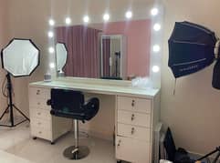 urgently selling makeup vanity with table, coffee table and chair