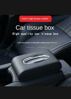 Leather Car Tissue Box Universal. Black High Quality Leather.