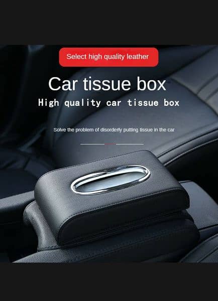 Leather Car Tissue Box Universal. Black High Quality Leather. 0