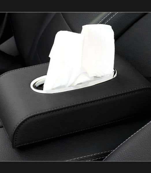 Leather Car Tissue Box Universal. Black High Quality Leather. 1