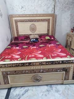 bed, dressing, side tables