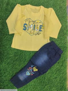 Baby girl blanded printed shirt & jeans