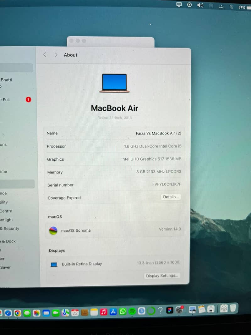 Apple Macbook Air 2018 i5 6th 7