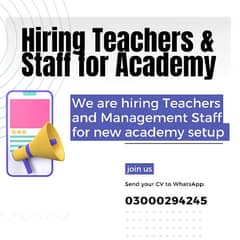 Maths Teachers & Staff required for Matric & Inter in Academy