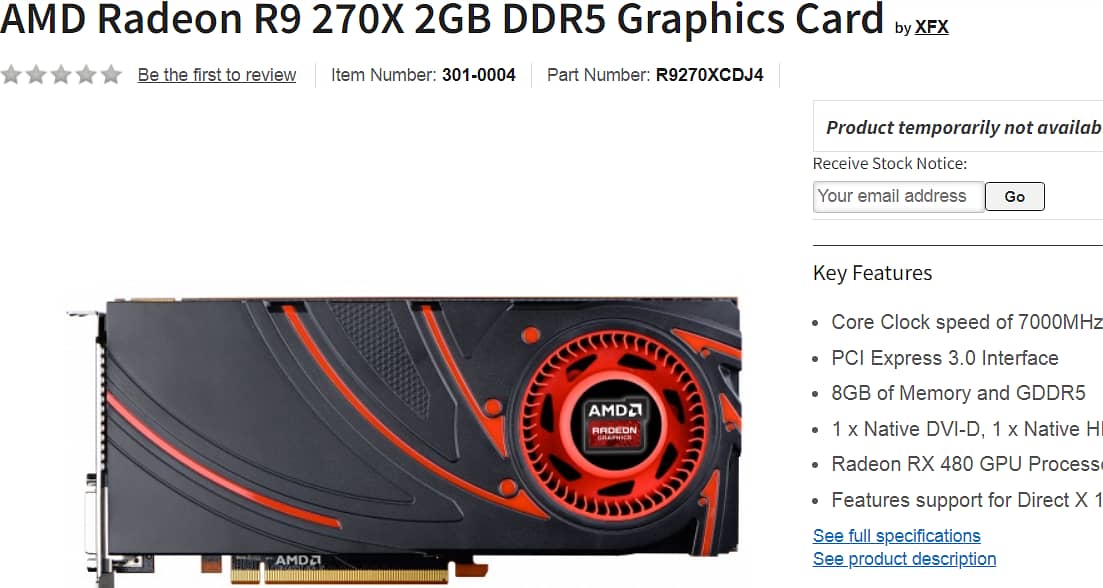 AMD RADEON R9 270x 2GB DDR5 4