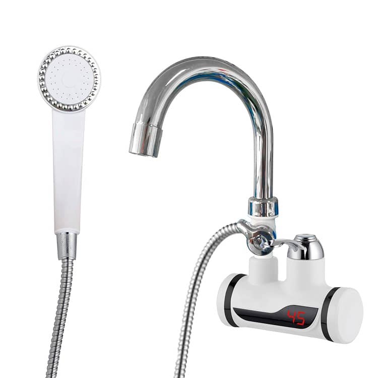 Instant Water Heater Tap With Shower, White 0