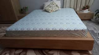 Stylish wooden double bed set with mattress