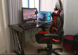 Gaming PC Setup With Monitor , Chair And Table