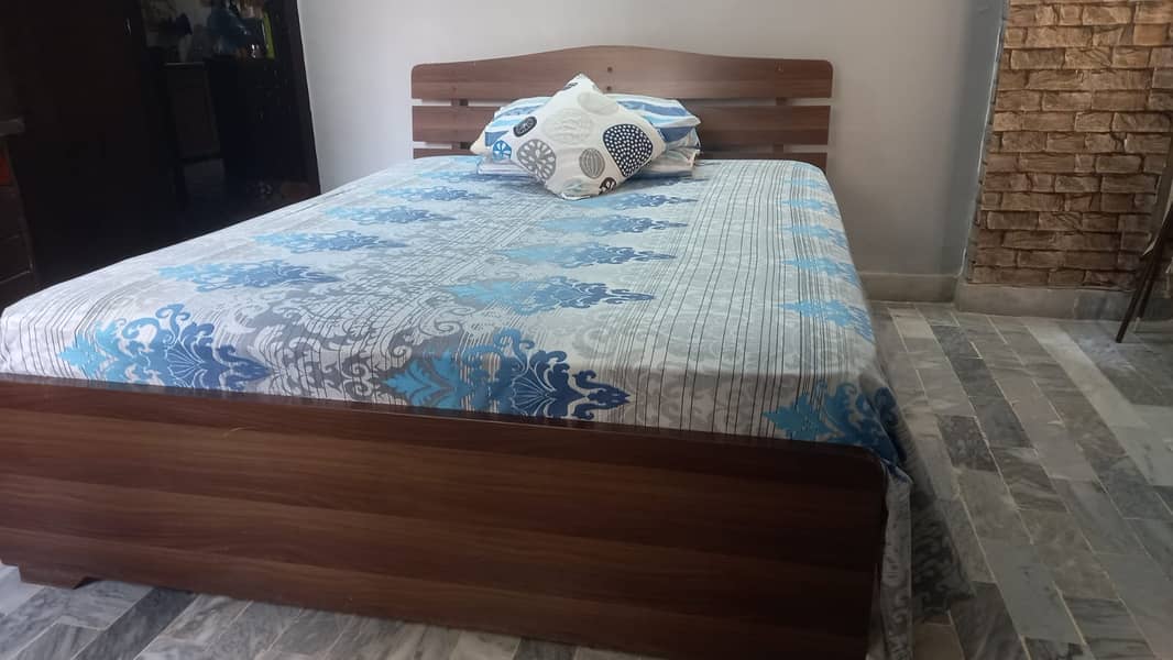 Double bed with mattress and bookcase 1